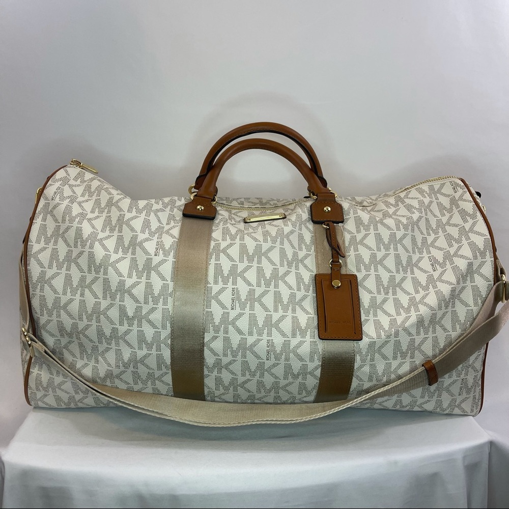 Michael Kors White and Brown Travel Bag